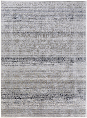 Homeroots 7' X 10' Black And Gray Abstract Power Loom Worn Faded Area Rug Taupe Polyester 567370