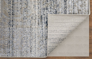 Homeroots 10' X 13' Black And Gray Abstract Power Loom Worn Faded Area Rug Taupe Polyester 567372
