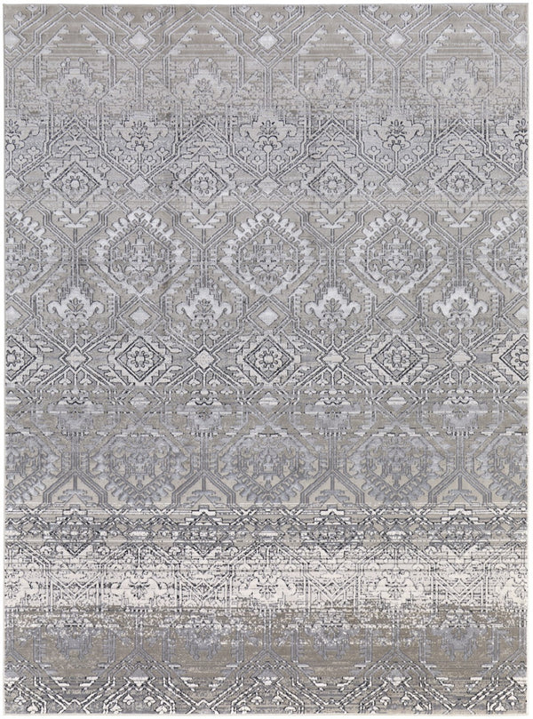 HomeRoots 12' Black and Silver Abstract Area Rug - Modern Power Loomed Design for Stylish Home Décor 12' X 15' 567379