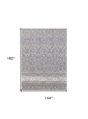 HomeRoots 12' Black and Silver Abstract Area Rug - Modern Power Loomed Design for Stylish Home Décor 12' X 15' 567379