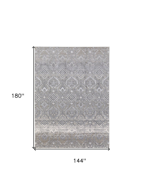 HomeRoots 12' Black and Silver Abstract Area Rug - Modern Power Loomed Design for Stylish Home Décor 12' X 15' 567379