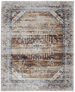 HomeRoots 5' Abstract Area Rug in Soft Ivory, Green & Blue - Durable, Stain-Resistant & Stylish for Homes 7' X 10' 567386