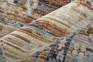 HomeRoots 5' Abstract Area Rug in Soft Ivory, Green & Blue - Durable, Stain-Resistant & Stylish for Homes 8' X 10' 567387