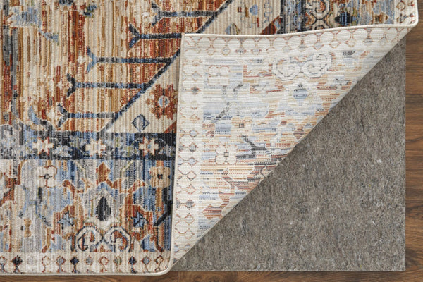 HomeRoots 5' Abstract Area Rug in Soft Ivory, Green & Blue - Durable, Stain-Resistant & Stylish for Homes 8' X 10' 567387