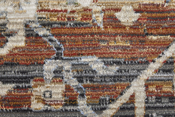 HomeRoots 5' Abstract Area Rug in Soft Ivory, Green & Blue - Durable, Stain-Resistant & Stylish for Homes 8' X 10' 567387