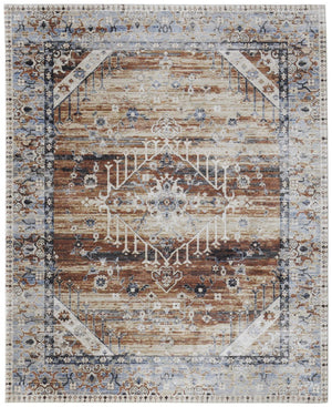 HomeRoots 5' Abstract Area Rug in Soft Ivory, Green & Blue - Durable, Stain-Resistant & Stylish for Homes 8' X 10' 567387