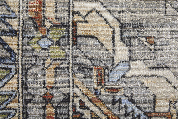 HomeRoots 5' Abstract Power Loom Area Rug in Gray-Blue and Red – Stylish, Durable, and Low-Maintenance Décor Piece 5' X 8' 567390