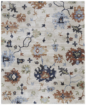 HomeRoots 5' Elegant Ivory Red and Blue Floral Area Rug - Timeless Power Loom Design for Stylish Homes 8' X 10' 567397