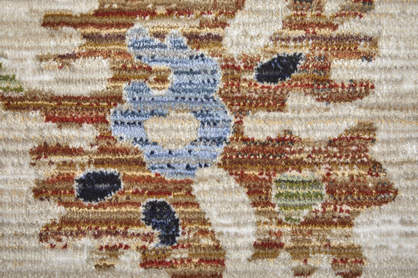 HomeRoots 5' Elegant Ivory Red and Blue Floral Area Rug - Timeless Power Loom Design for Stylish Homes 9' X 13' 567398