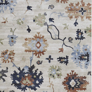 HomeRoots 5' Elegant Ivory Red and Blue Floral Area Rug - Timeless Power Loom Design for Stylish Homes 9' X 13' 567398