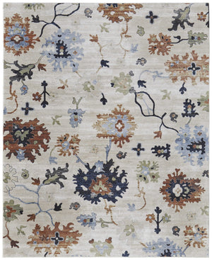 HomeRoots 5' Elegant Ivory Red and Blue Floral Area Rug - Timeless Power Loom Design for Stylish Homes 9' X 13' 567398