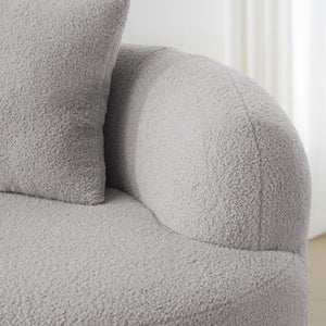 English Elm Grey Curved Loveseat Sofa with Round Armrest, Plush Foam+Spring Comfort, 2 Pillows, No Assembly W3612P332453