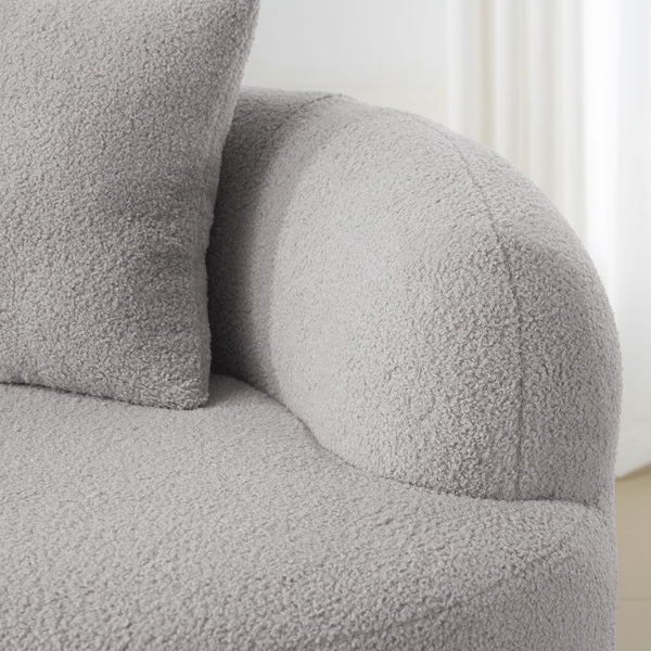 English Elm Grey Curved Loveseat Sofa with Round Armrest, Plush Foam+Spring Comfort, 2 Pillows, No Assembly W3612P332453