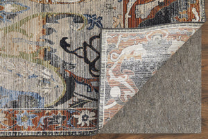 Homeroots 5' X 8' Gray Black And Red Ikat Power Loom Area Rug Ivory Polypropylene 567400