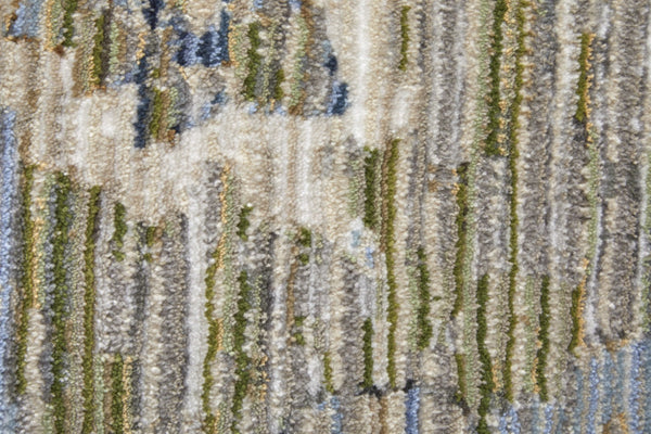 HomeRoots 5' Ivory Green and Blue Floral Area Rug – Durable, Power-Loomed Design for Elegant Living Spaces 9' X 13' 567408