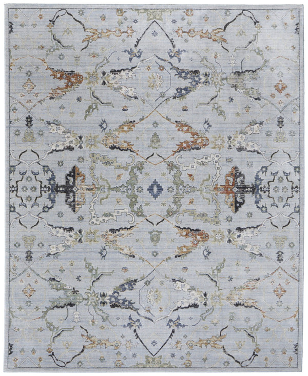 HomeRoots 5' Gray Blue and Green Floral Power Loom Area Rug - Stylish, Durable, Stain-Resistant for Homes 5' X 8' 567410