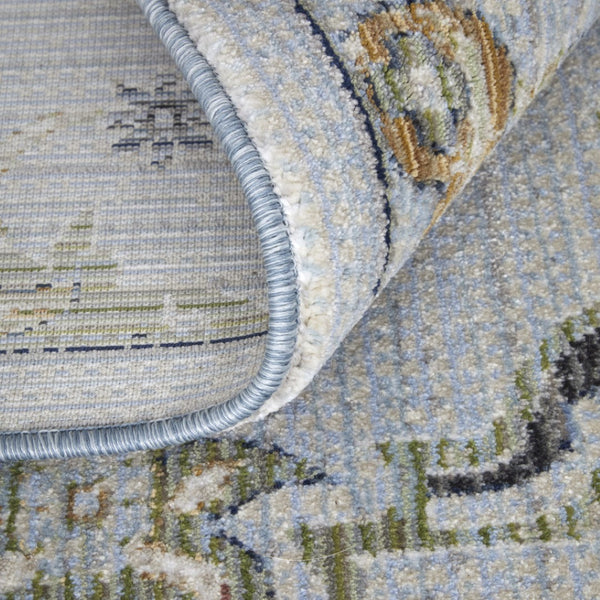 HomeRoots 5' Gray Blue and Green Floral Power Loom Area Rug - Stylish, Durable, Stain-Resistant for Homes 7' X 10' 567411