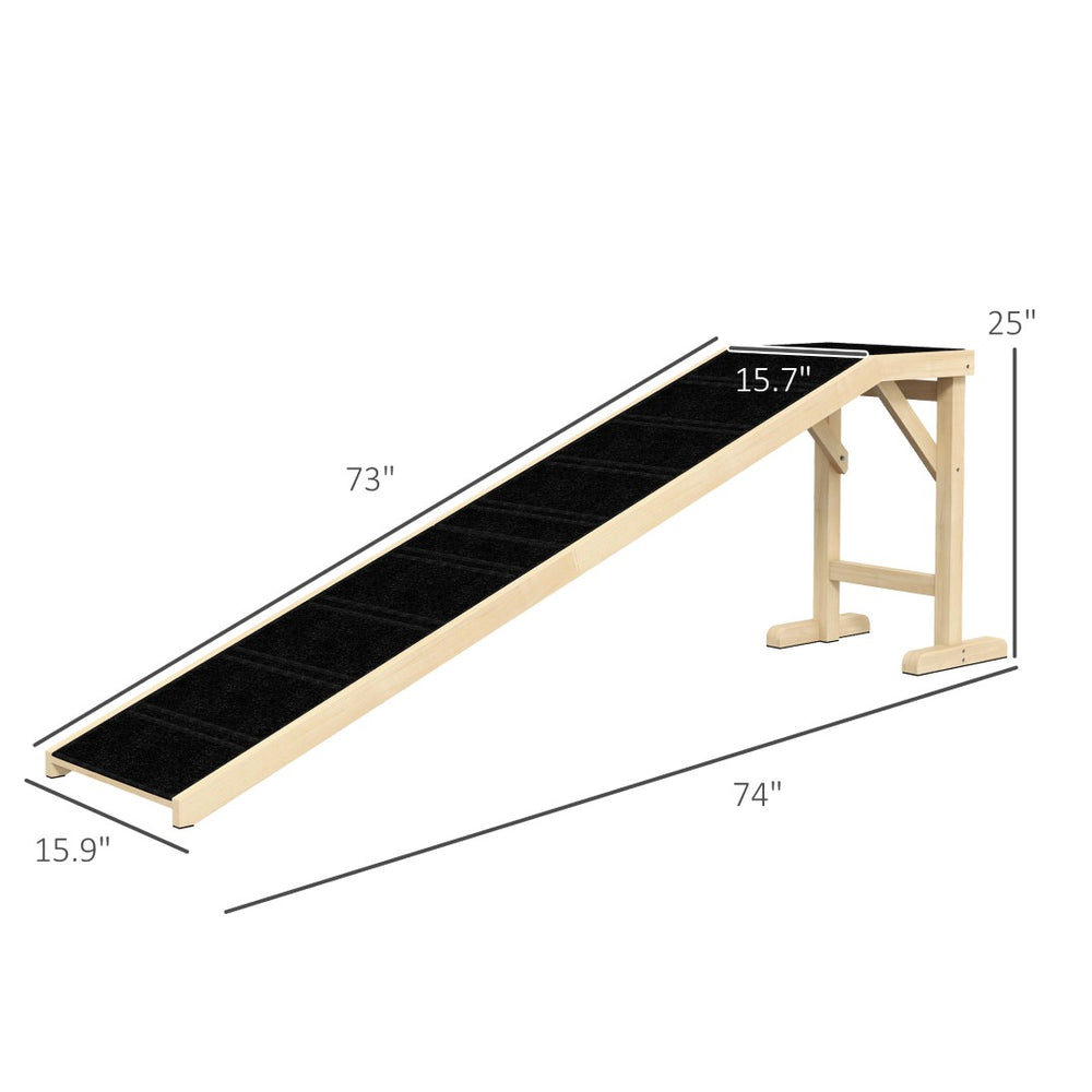 English Elm Convenient Pine Wood Pet Ramp with Rest Platform for Senior Dogs and Small Breeds T3971P434296