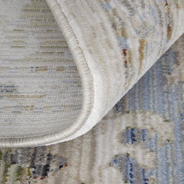 HomeRoots 5' Elegant Floral Power Loom Area Rug in Ivory, Red & Blue - Stain Resistant & Durable Design 7' X 10' 567416