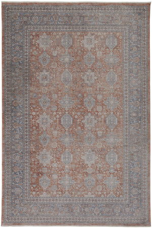 Homeroots 7' X 10' Silver Taupe And Blue Oriental Power Loom Worn Faded Area Rug With Fringe Taupe Polyester 567422