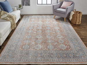 Homeroots 2' X 3' Silver Taupe And Blue Oriental Power Loom Worn Faded Area Rug With Fringe Taupe Polyester 567429