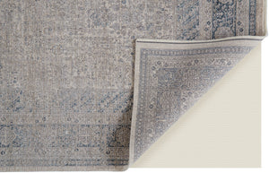 Homeroots 9' X 13' Gray Blue And Taupe Oriental Power Loom Worn Faded Area Rug With Fringe Taupe Polyester 567444