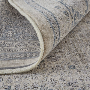 Homeroots 2' X 3' Gray Blue And Taupe Oriental Power Loom Worn Faded Area Rug With Fringe Taupe Polyester 567449