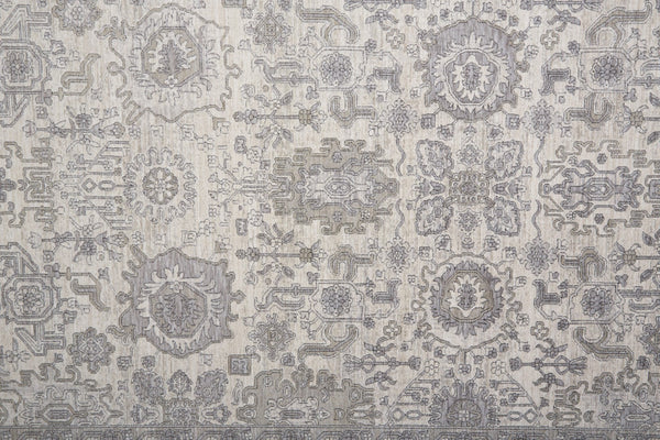 HomeRoots 4' Gray and Ivory Oriental Area Rug with Vintage Faded Design, Durable Power Loom Construction 5' X 7' 567451