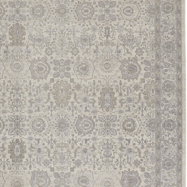HomeRoots 4' Gray and Ivory Oriental Area Rug with Vintage Faded Design, Durable Power Loom Construction 8' X 10' 567453