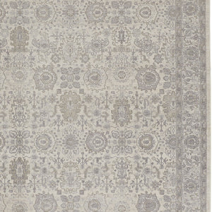 Homeroots 8' X 10' Gray And Ivory Oriental Power Loom Worn Faded Area Rug With Fringe Gray Polyester 567453