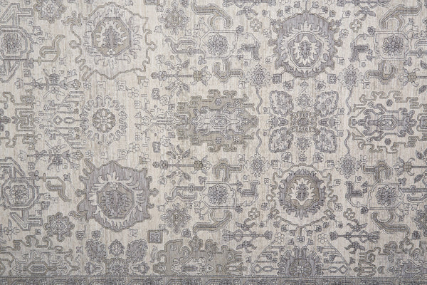 Homeroots 2' X 3' Gray And Ivory Oriental Power Loom Worn Faded Area Rug With Fringe Gray Polyester 567459