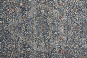 HomeRoots 4' Transform Your Space with a Charming Worn-Faded Gray-Blue and Red Oriental Area Rug with Fringe 12' Runner 567467