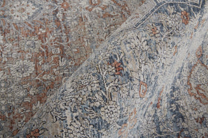 HomeRoots 4' Transform Your Space with a Charming Worn-Faded Gray-Blue and Red Oriental Area Rug with Fringe 12' X 15' 567478