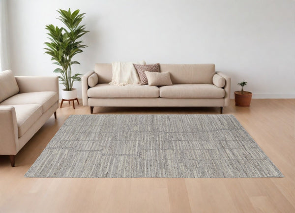HomeRoots 4' Hand Woven Taupe and Gray Abstract Area Rug - Cozy Scandinavian Design with Unique Artisan Flair 8' X 12' 567483