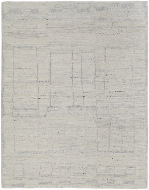 HomeRoots 4' Gray and Ivory Abstract Hand-Woven Area Rug - Soft Wool Blend for Modern, Scandinavian Style 6' X 9' 567488