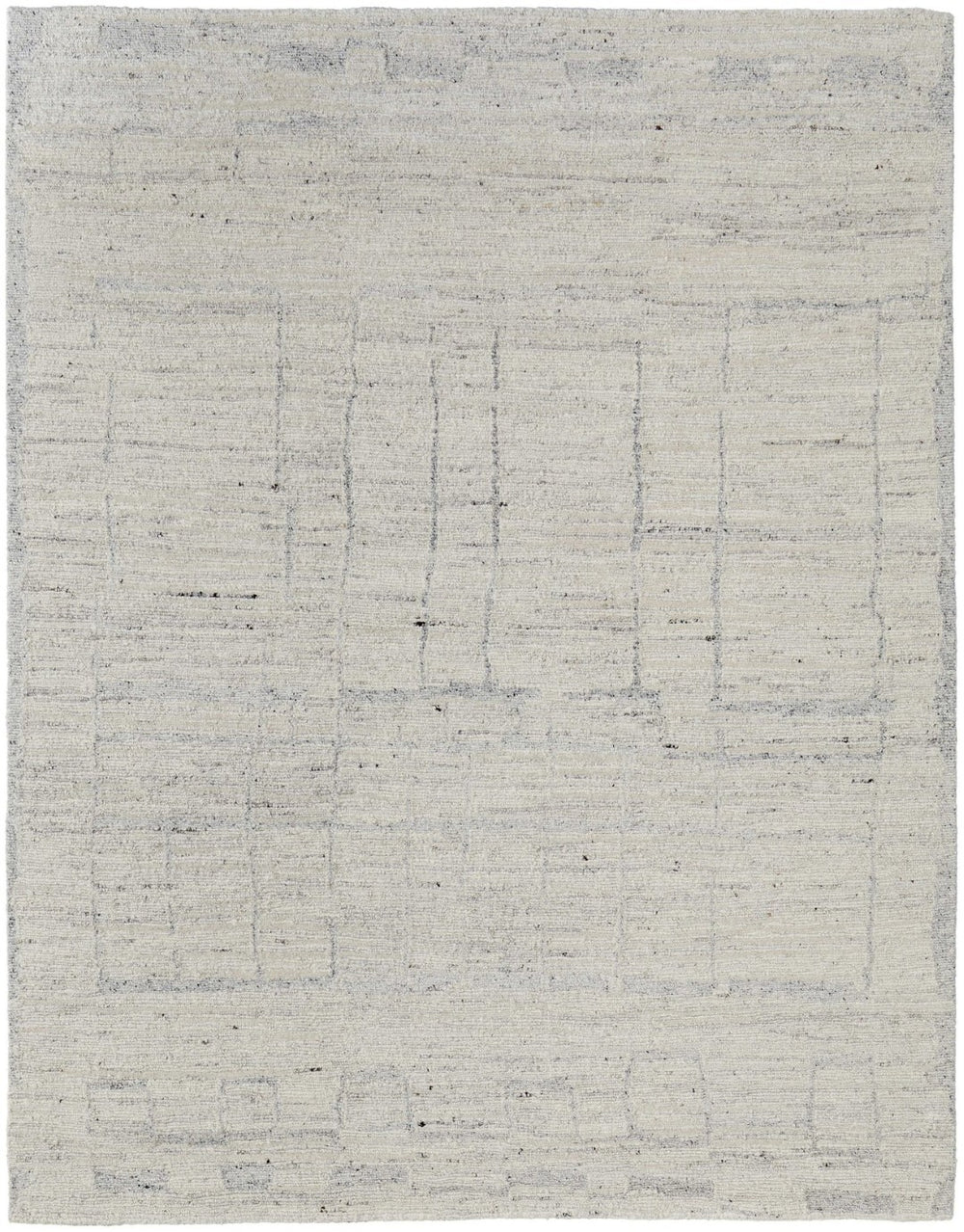 HomeRoots 4' Gray and Ivory Abstract Hand-Woven Area Rug - Soft Wool Blend for Modern, Scandinavian Style 6' X 9' 567488