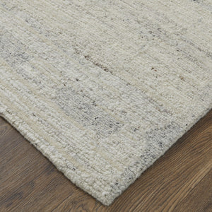 HomeRoots 4' Gray and Ivory Abstract Hand-Woven Area Rug - Soft Wool Blend for Modern, Scandinavian Style 8' X 10' 567489