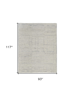 HomeRoots 4' Gray and Ivory Abstract Hand-Woven Area Rug - Soft Wool Blend for Modern, Scandinavian Style 8' X 10' 567489