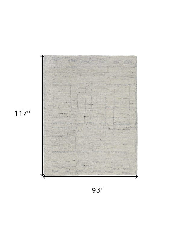 HomeRoots 4' Gray and Ivory Abstract Hand-Woven Area Rug - Soft Wool Blend for Modern, Scandinavian Style 8' X 10' 567489