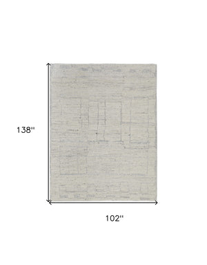 HomeRoots 4' Gray and Ivory Abstract Hand-Woven Area Rug - Soft Wool Blend for Modern, Scandinavian Style 8' X 12' 567490