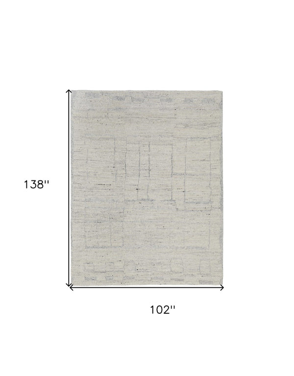 HomeRoots 4' Gray and Ivory Abstract Hand-Woven Area Rug - Soft Wool Blend for Modern, Scandinavian Style 8' X 12' 567490