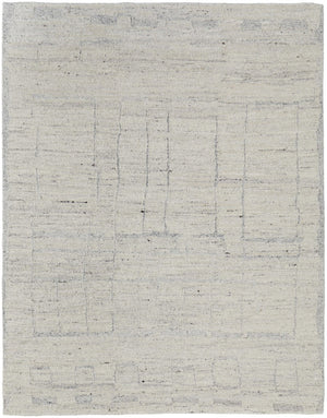HomeRoots 4' Gray and Ivory Abstract Hand-Woven Area Rug - Soft Wool Blend for Modern, Scandinavian Style 8' X 12' 567490