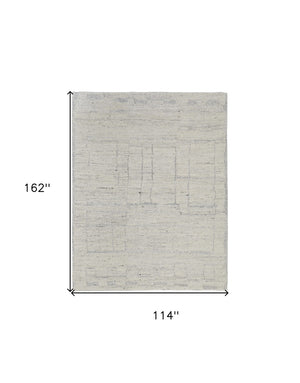 HomeRoots 4' Gray and Ivory Abstract Hand-Woven Area Rug - Soft Wool Blend for Modern, Scandinavian Style 9' X 13' 567491