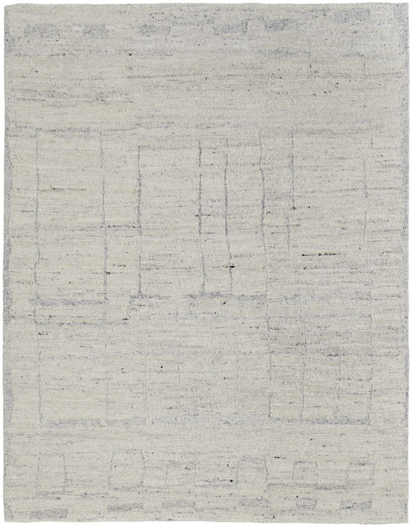 HomeRoots 4' Gray and Ivory Abstract Hand-Woven Area Rug - Soft Wool Blend for Modern, Scandinavian Style 12' X 15' 567492