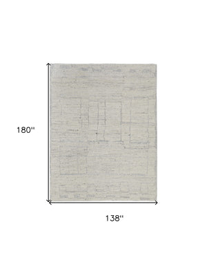 HomeRoots 4' Gray and Ivory Abstract Hand-Woven Area Rug - Soft Wool Blend for Modern, Scandinavian Style 12' X 15' 567492