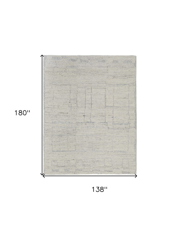 HomeRoots 4' Gray and Ivory Abstract Hand-Woven Area Rug - Soft Wool Blend for Modern, Scandinavian Style 12' X 15' 567492