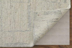 HomeRoots 4' Gray and Ivory Abstract Hand-Woven Area Rug - Soft Wool Blend for Modern, Scandinavian Style 2' X 3' 567493