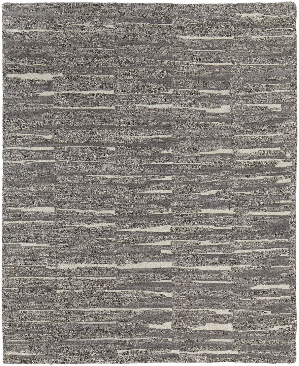 HomeRoots 4' Hand Woven Area Rug in Gray, Ivory & Taupe - Modern Abstract Design for Stylish Interiors 6' X 9' 567495