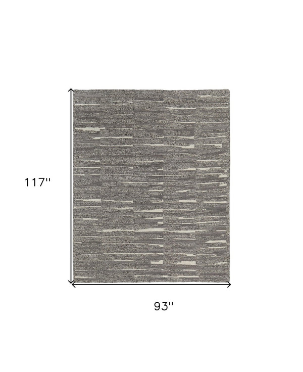 HomeRoots 4' Hand Woven Area Rug in Gray, Ivory & Taupe - Modern Abstract Design for Stylish Interiors 8' X 10' 567496