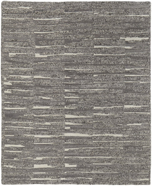 HomeRoots 4' Hand Woven Area Rug in Gray, Ivory & Taupe - Modern Abstract Design for Stylish Interiors 8' X 12' 567497